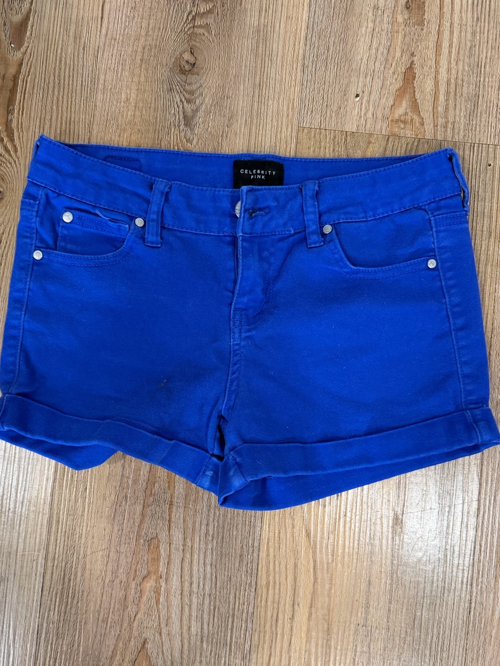 Celebrity Pink Royal Blue Rolled Hem Denim Shorts